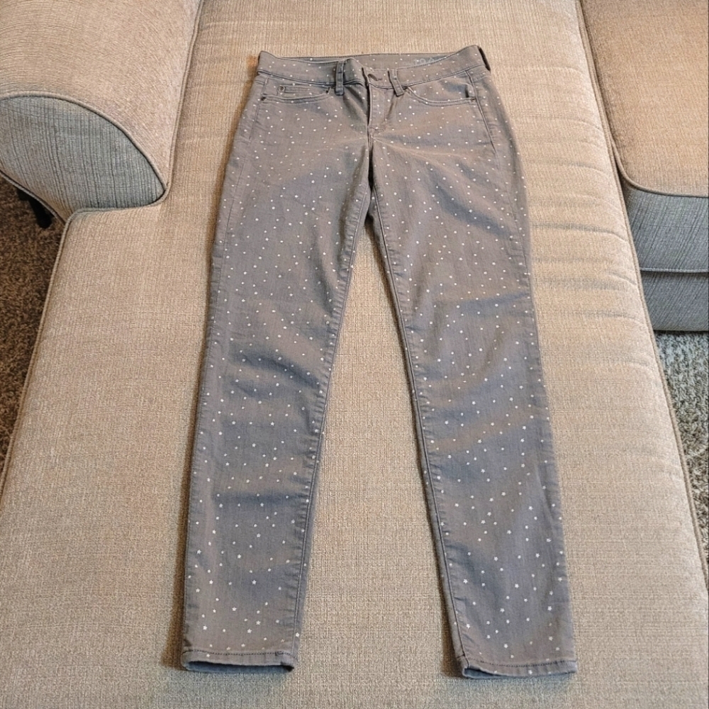 Gap 1969 Gray Star Pattern Casual Light Wash Denim Jean Leggings Size 4
